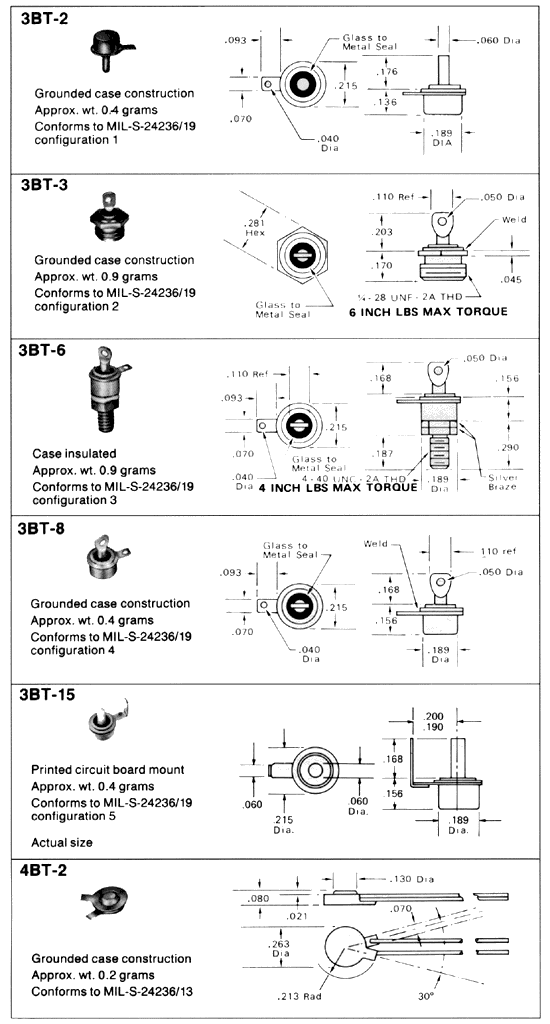 Klixon 3BT
                      and 4BT Types Drawing